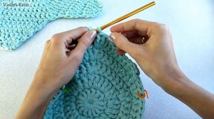САМЫЙ ПРОСТОЙ СПОСОБ СВЯЗАТЬ ПОДУШКУ крючком Подушка Звезда  из трикотажной пряжи.