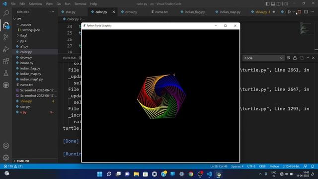 Draw Colorful Spiral Web Using Turtle Graphics in Python
