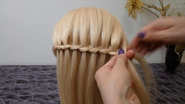 Причёска с плетением. Коса водопад. ЛЕГКО и ПРОСТО.Быстрые причёски смотреть онлайн