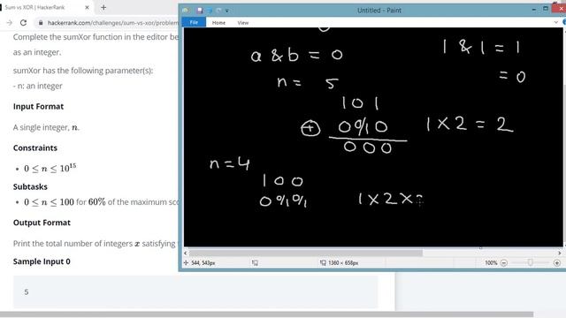 Lecture 19 - Sum vs XOR ( Hackerrank ) | Bit Manipulation Tutorial