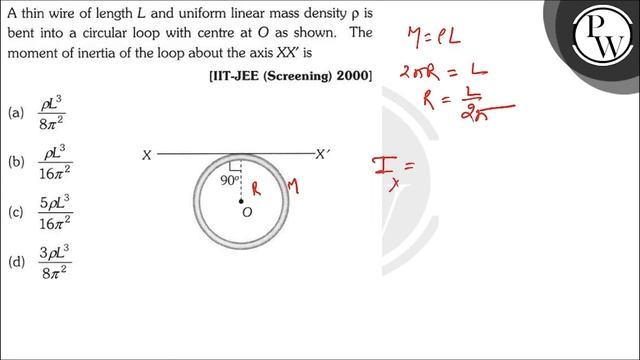 A thin wire of length L and uniform linear mass density ρ is bent into a circular loop with centr.. смотреть онлайн