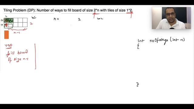 Dynamic programming problem: Number of ways to arrange tiles on a 2*n board