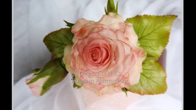 Ободок Роза с бутоном. Холодный фарфор. смотреть онлайн