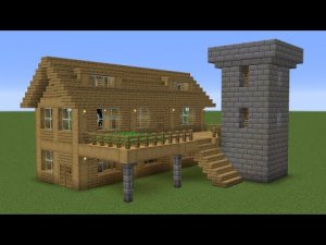 Майнкрафт - Как построить базу выживания с башней. Minecraft