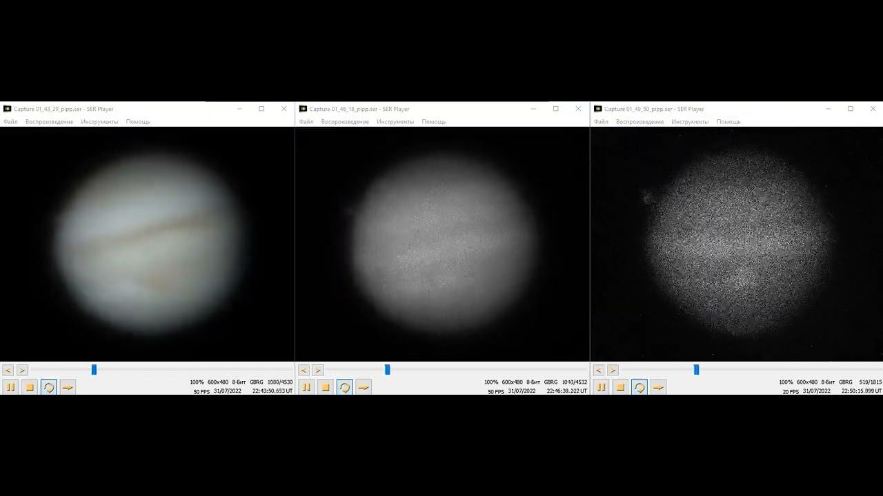 Jupiter with IR-cut, IR-pass 850 nm and CH4 890 nm filters