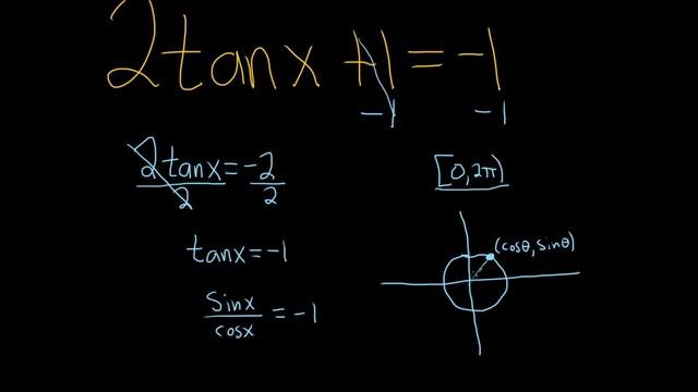 Solve 2*tan(x) + 1 = -1 смотреть онлайн