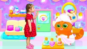 Мультки для детей про Настю и котика Bubbu | Настя устроила для Бубу салон красоты