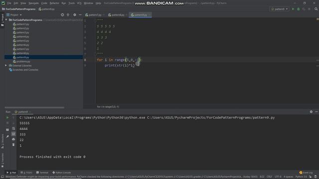 Pattern Programs In Python | Pattern Programming With Python  #9