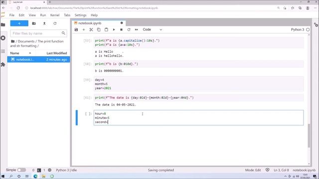 Python: formatted strings (fstrings) and format specification for str, int and float objects