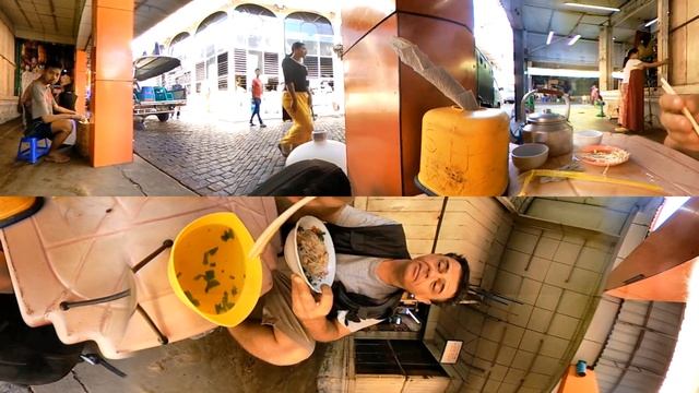 360 Video Asia - Eating Shan Noodles street food in Yangon, Myanmar (Rangoon, Burma) смотреть онлайн