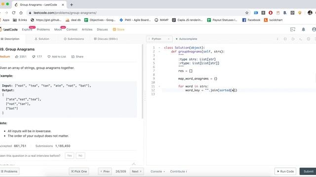 Anagram Coding Interview Question | Python | Group Anagrams - LeetCode Medium смотреть онлайн