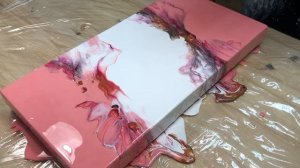 Милая Розовая заливка акрилом Dutch pour техника Acrylic Fluid art