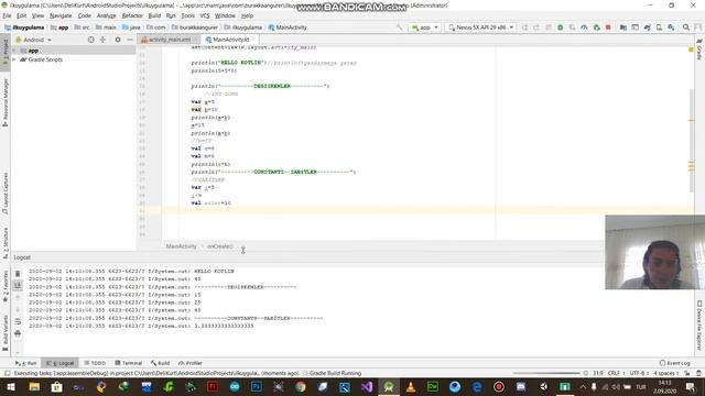 ANDROİD STUDİO KOTLİN TEMEL EĞİTİM Sabitler(constants) смотреть онлайн