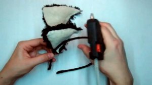 DIY Кошачьи  (неко) ушки на ободке своими руками