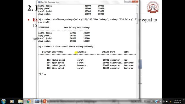 SQL Operators (Arithmetic, Relational, Logical Operators) | Unit-3 | Lecture-6