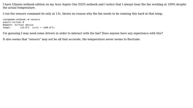 Ubuntu: Fan control on Acer Aspire One D255 netbook смотреть онлайн