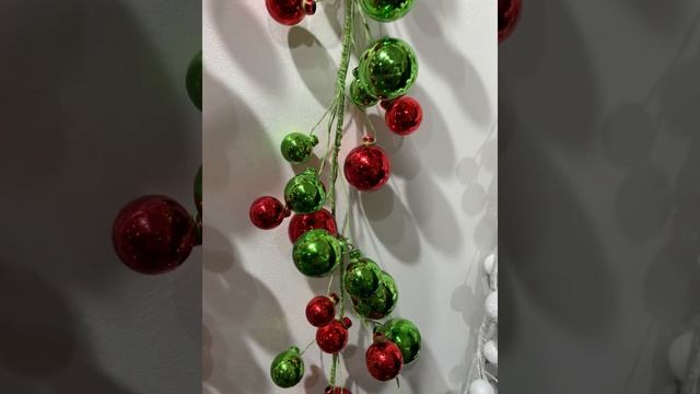 Raz 6' Red and Green Ball Ornament Christmas Garland G4102391