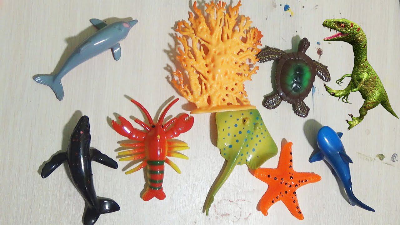 Морские животные игрушки и крокодил динозавры Sea animals toys crocodile dinosaur смотреть онлайн