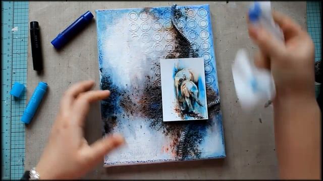 Микс-медийный холст. Мастер-класс // Mixed Media Canvas Tutorial смотреть онлайн
