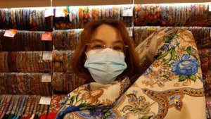 Павловопосадские платки. Примерки из магазина. Шаль18, 1, 13 Княжеский Елена Немешаева