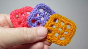 Как обвязать столбиками без накида квадратик из сеточки