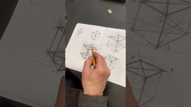 Урок по рисунку по видеосвязи. Построение куба. Основные принципы смотреть онлайн