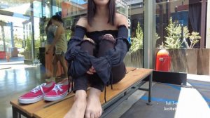 Quinn Modeling Her Bare Feet in Public at a Busy Cafe (PREVIEW)