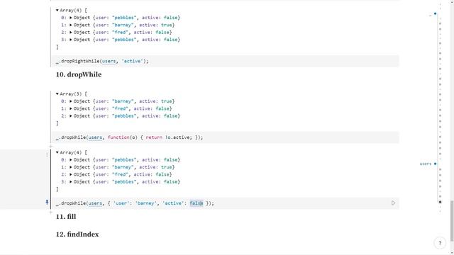 Lodash Part 3: dropRightWhile, dropRight, fill, findIndex | TekTuts смотреть онлайн