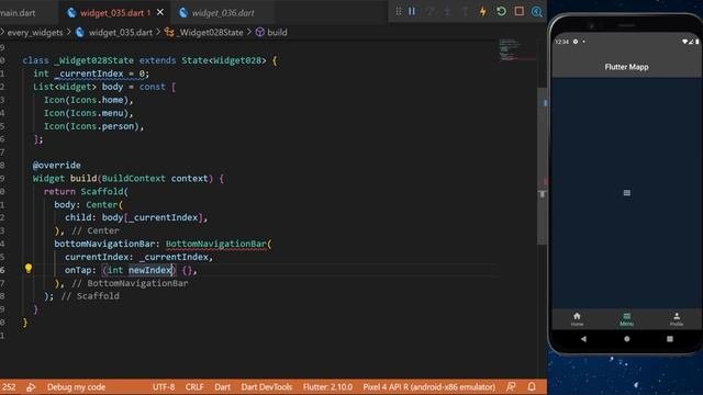 Flutter BottomNavigationBar Widget