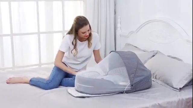 Воздухопроницаемая портативная детская кроватка для сна, многофункциональная дорожная от комаров смотреть онлайн