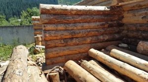 Деревяный дом Дикий-сруб бревно диаметром 40-70 см.