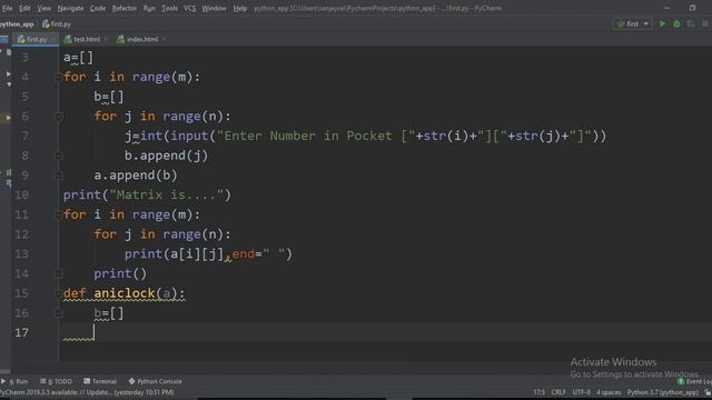 Matrix rotation by 90 degrees anticlockwise Python ||  Rotate Image anticlockwise Python