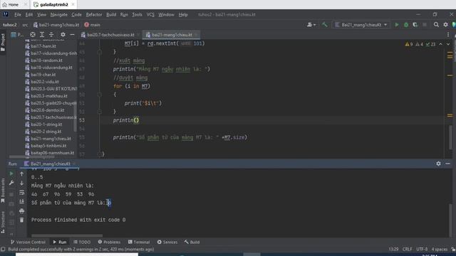 21. [ Android kotlin ] Array Kotlin - Mảng 1 chiều kotlin- bài tập kotlin 23 - tự học android