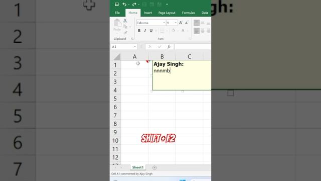 Comment function shortcut key in excel | excel me comment ke shortcut key kya hai #short #excel