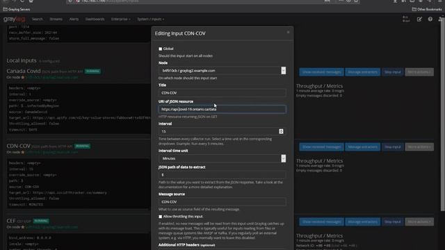 HTTP JSON WEB API INPUT - COVID DASHBOARD