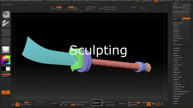 Zbrush polygonal modeling of a china sword-spear.моделирование китайского копья-меча в Zbrush...