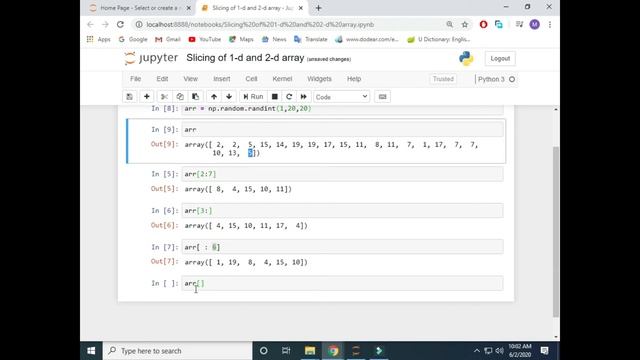 Slicing of 1-d and 2-d Arrays [Lesson#14]. Numpy Python Tutorial -Full course in Urdu/Hindi