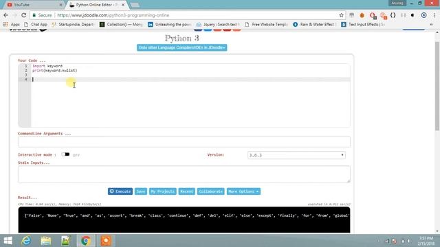 Python Tutorial for Beginners 7 - keywords in python | is keyword in python