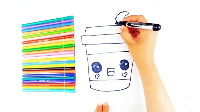 Сурет салу кофе. Drawing coffee in a cup. Рисуем кофе в стаканчике. Сурет салып уйренемиз.