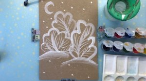 Как нарисовать ЗИМУ ГУАШЬЮ легко на крафтовой бумаге. Урок рисования для детей и начинающих