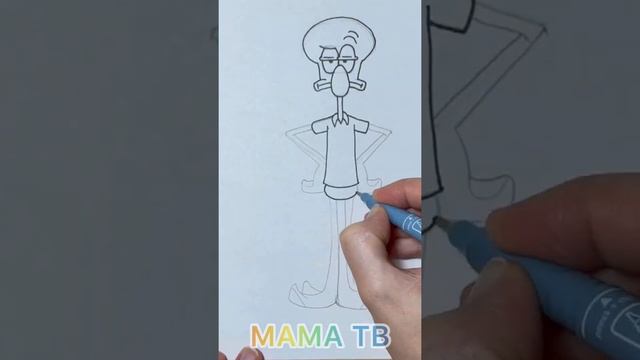 Сквидвард из Губки Боба рисуем поэтапно / How to draw Squidward #shorts