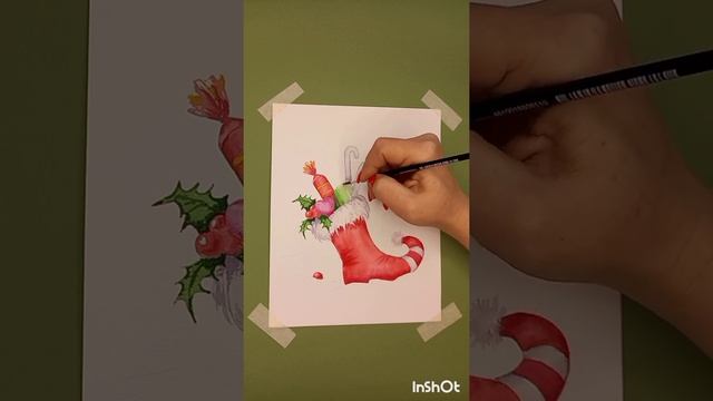 Рисуем акварелью новогоднюю открытку
