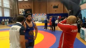 Выступление Размика Курдяна (130 кг, Армения) на турнире по греко-римской борьбе в Петербурге