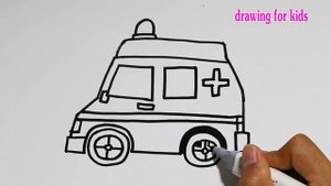 how to draw ambulance for kids to learn and color как нарисовать скорую помощь детям, чтобы научить