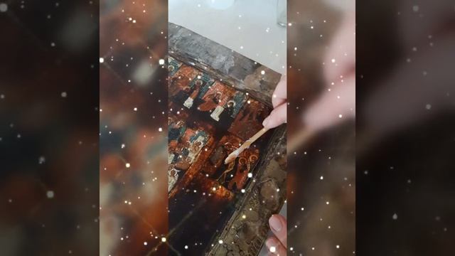 Очистка иконы (нач. 20 века) от старой олифы