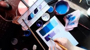 Тоновая растяжка.  Упражнение.  Гуашь.