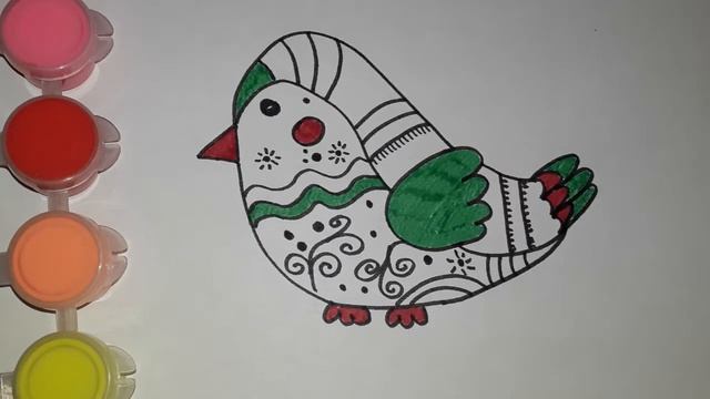 Рисуем и Раскрашиваем Фломастерами Птичку. Как Научить Ребенка Рисовать Птицу. Легкие Рисунки.