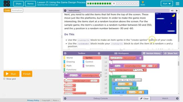 Code.org Lesson 26.10 Using the Game Design Process | Tutorial with Answers | Unit 3 CS Discoveries смотреть онлайн