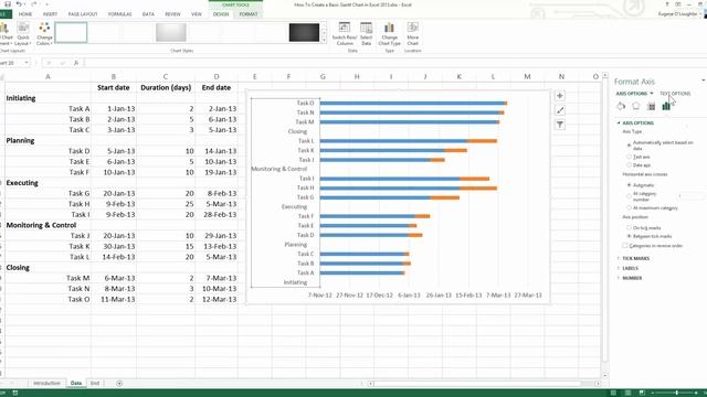 How To... Create a Basic Gantt Chart in Excel 2013 смотреть онлайн