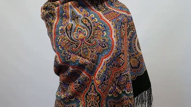 Троицыно утро. Колорит 9. Размер 146х146 см. ПАВЛОВОПОСАДСКИЙ ПЛАТОК с шелковой бахромой. смотреть онлайн